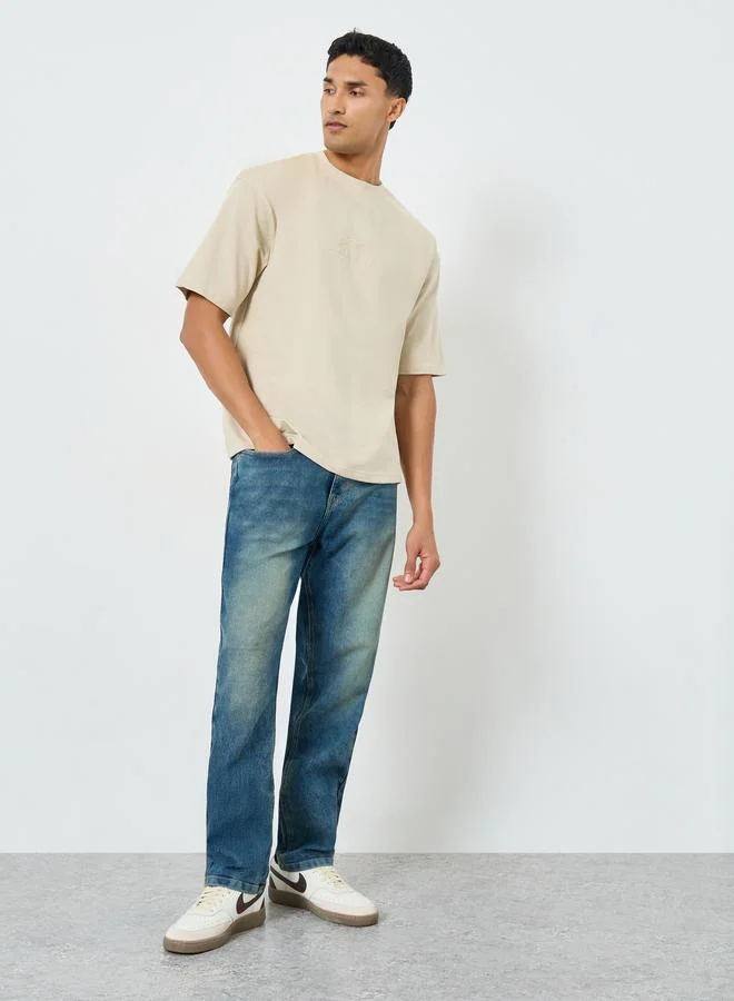 Men Light Blue Mid Wash Relaxed Fit Jeans